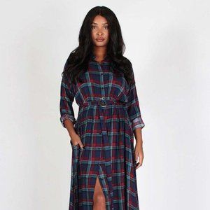 Plaid Button-up Dress